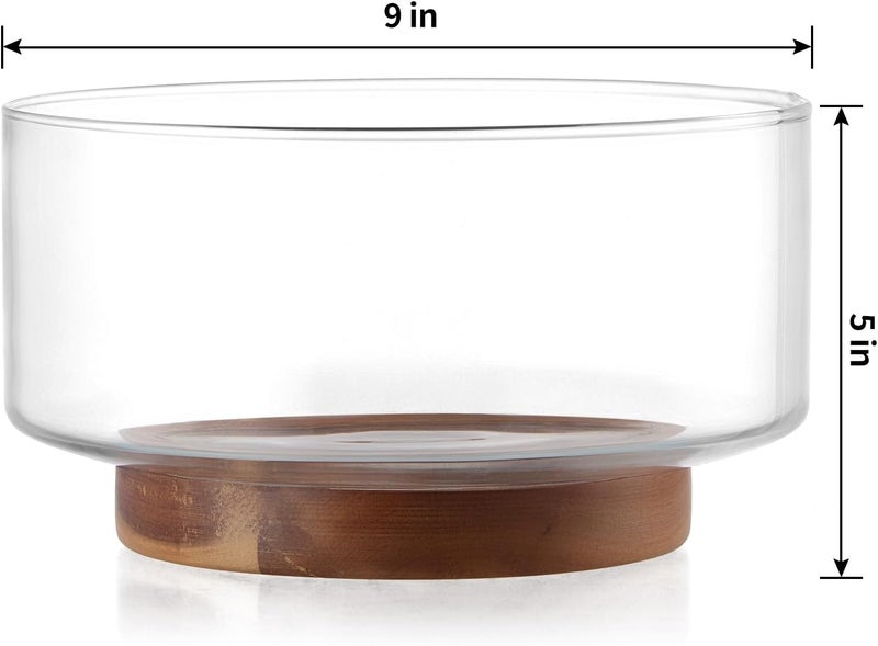 MDLUU Large Glass Salad Bowl with Wood Utensils Set, Serving Bowls for Salad, Layered Fruit Trifle - Image 2