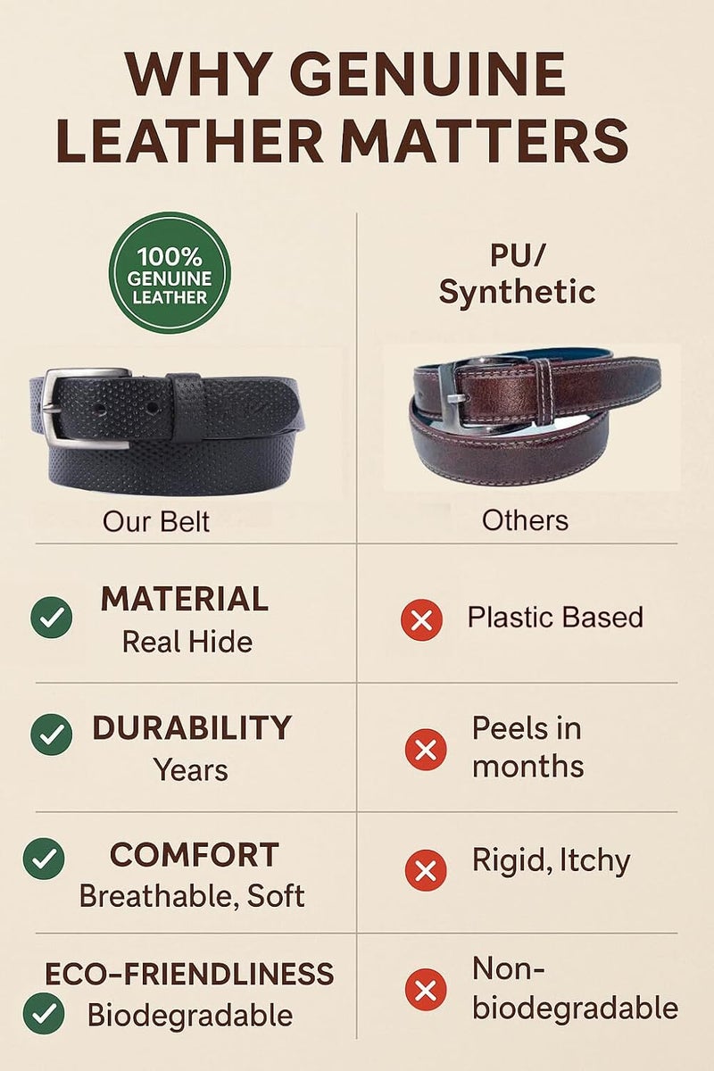 Flyer Kids Genuine Leather Belt for Boys & Girls | Adjustable Buckle Belt for Age 2–14 Years | Ideal for School, Casual, Formal, Bike Ride & Two-Wheeler BL4680 - Image 5