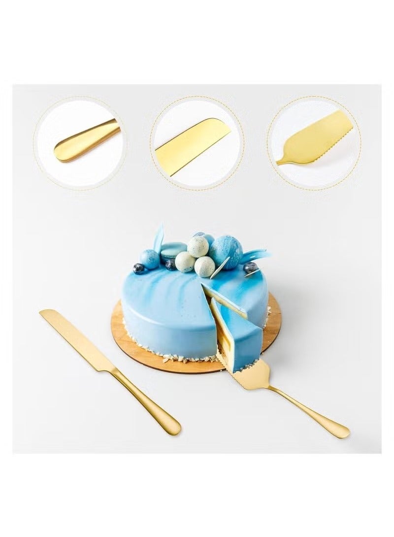 KIIUMI Cake Serving Set Wedding Cake Knife and Server Set Cake Cutting Utensils Stainless Steel Cake Cutter Serrated Cake Knife Professional Dessert Server for Cake Cheese Pie Pizza - Image 2