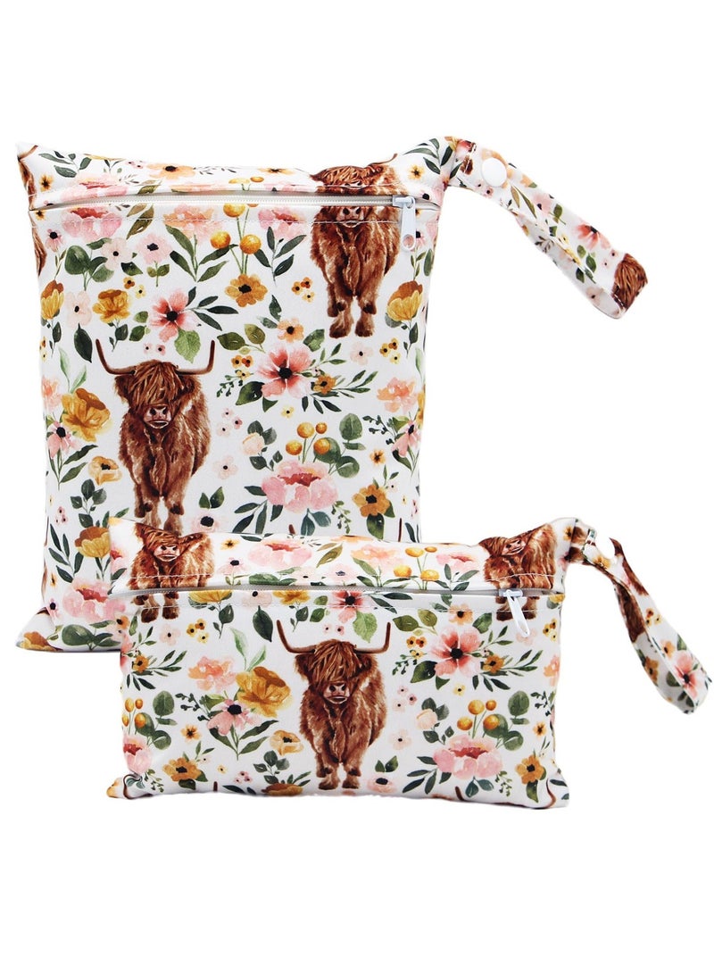 SOLARAE 2 Pcs Waterproof Wet Dry Bags for Baby, for Baby Diapers And Breast Pump Parts, Waterproof Reusable Wet Bag with Handle, Beach Pool Gym Bag Stroller Yoga Toiletries Organizer, 7.9"*9.8" Or 5.9"*8.9" - Image 1