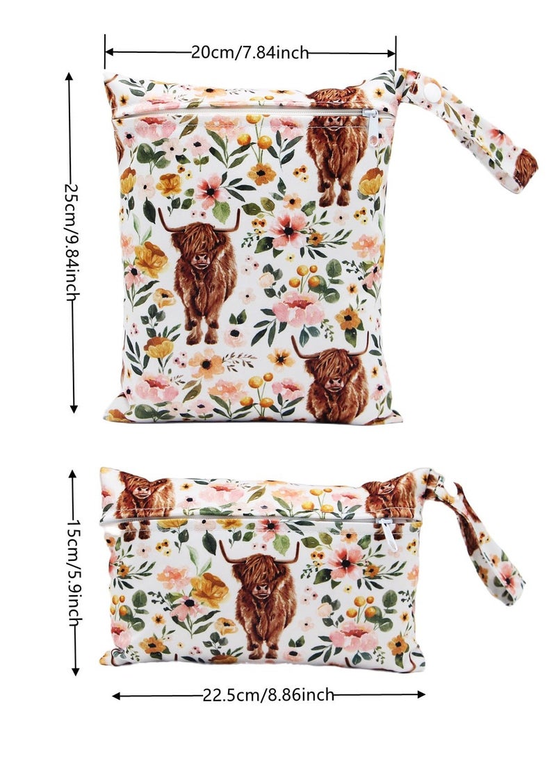 SOLARAE 2 Pcs Waterproof Wet Dry Bags for Baby, for Baby Diapers And Breast Pump Parts, Waterproof Reusable Wet Bag with Handle, Beach Pool Gym Bag Stroller Yoga Toiletries Organizer, 7.9"*9.8" Or 5.9"*8.9" - Image 2