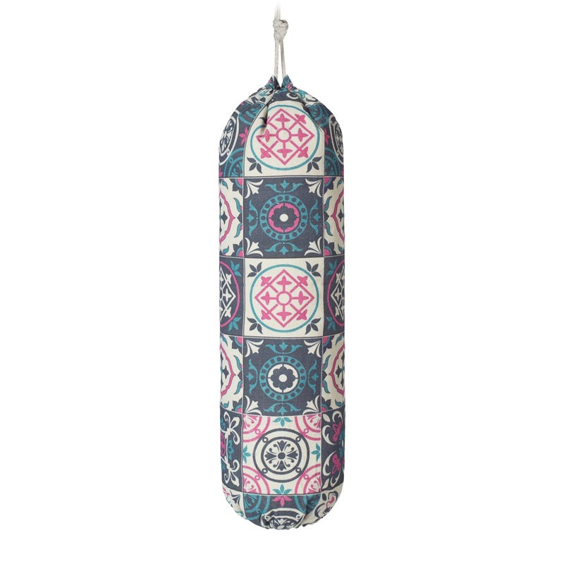 LeCorner Plastic Bag Holder, Reusable Grocery Bag Holder for Plastic Bags Groceries Store, Flower Canvas Trash Plastic Bag Organizer Storage Holders for Home Kitchen Pantry Decor (Colorful Boho Style) - Image 1