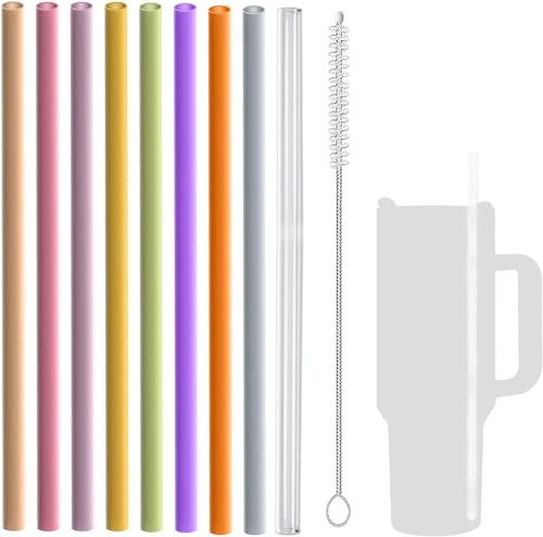 MLKSI MLKSI Silicone Straw Replacement 40 oz for Stanley Quencher Travel Tumbler 8 Pack Reusable Straws with Cleaning Brush Compatible with 40oz Stanley Cup Stanley Water Jug 