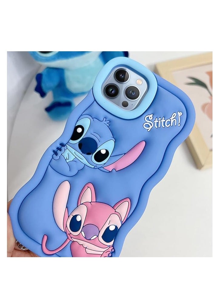 STITCH - STITCH  iPhone 12 Pro Max Case,Stitch 3D Cute Cartoon Women Girls Kids Soft Silicone Protective Phone Cover Case for iPhone 12 Pro Max 6.7 inch Blue - Image 1