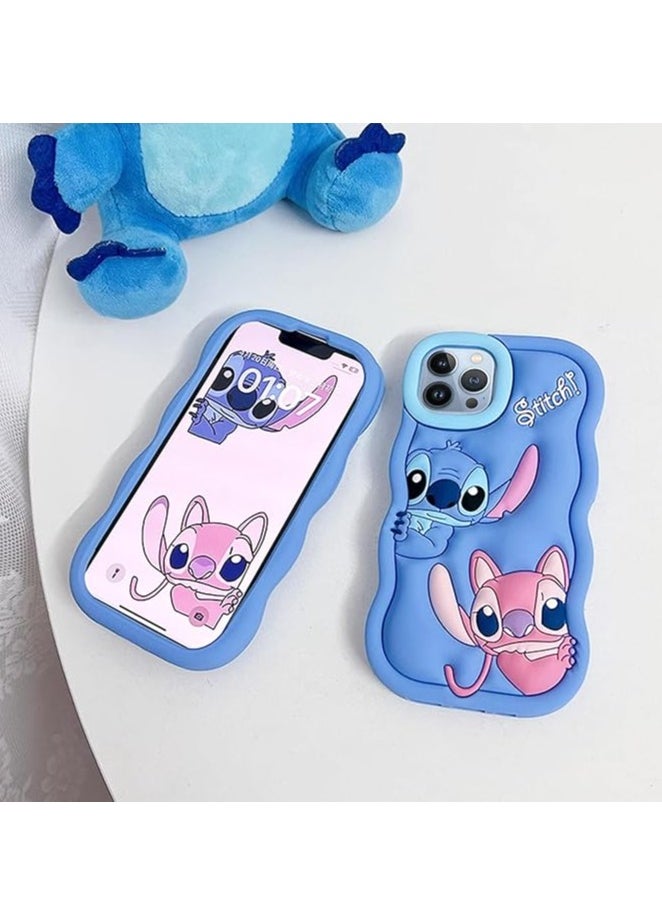STITCH - STITCH  iPhone 12 Pro Max Case,Stitch 3D Cute Cartoon Women Girls Kids Soft Silicone Protective Phone Cover Case for iPhone 12 Pro Max 6.7 inch Blue - Image 1