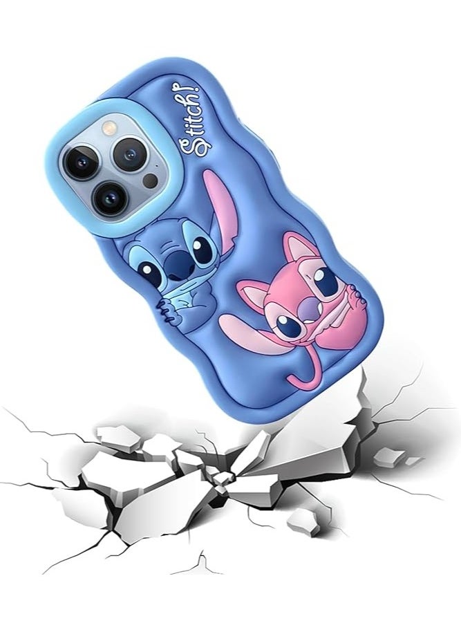 STITCH - STITCH  iPhone 12 Pro Max Case,Stitch 3D Cute Cartoon Women Girls Kids Soft Silicone Protective Phone Cover Case for iPhone 12 Pro Max 6.7 inch Blue - Image 1