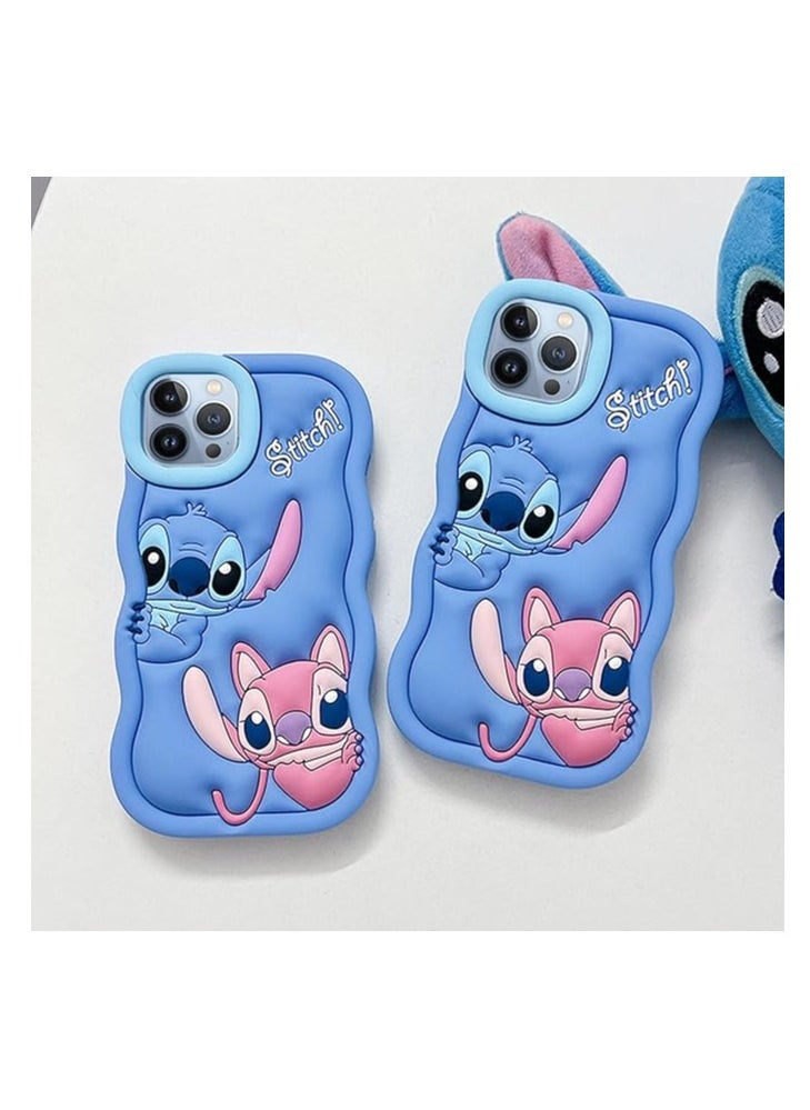 STITCH - STITCH  iPhone 12 Pro Max Case,Stitch 3D Cute Cartoon Women Girls Kids Soft Silicone Protective Phone Cover Case for iPhone 12 Pro Max 6.7 inch Blue - Image 1