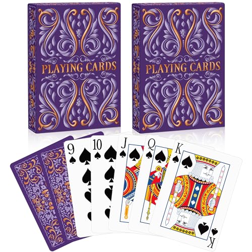 Wkchxd Playing Cards 2 Pack Deck of Cards Standard Playing Cards for Adult Premium Poker Card Set Deck of Playing Card for BlackjackEuchreCanastaFamily Game NightParty Games Purple - Image 1