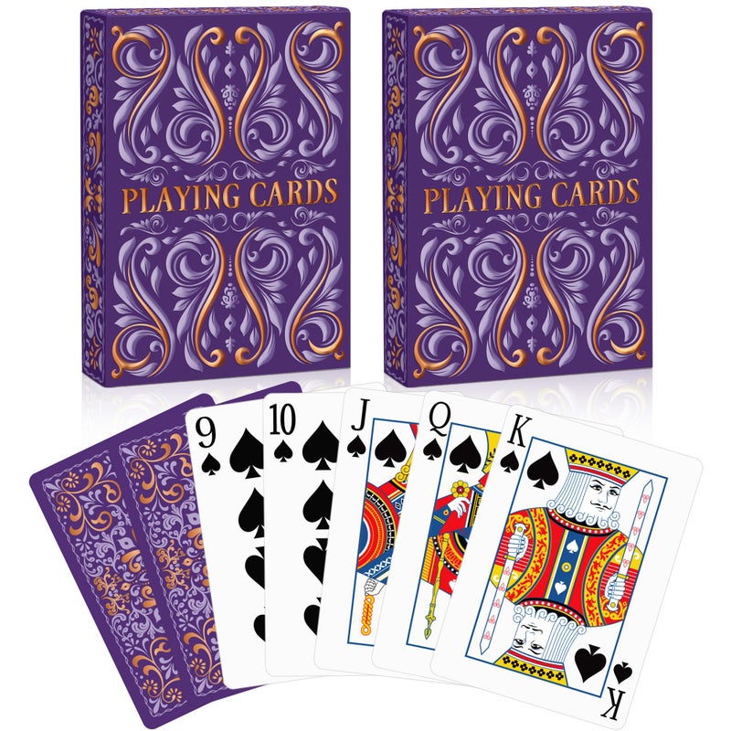 Wkchxd Playing Cards 2 Pack Deck of Cards Standard Playing Cards for Adult Premium Poker Card Set Deck of Playing Card for BlackjackEuchreCanastaFamily Game NightParty Games Purple - Image 3