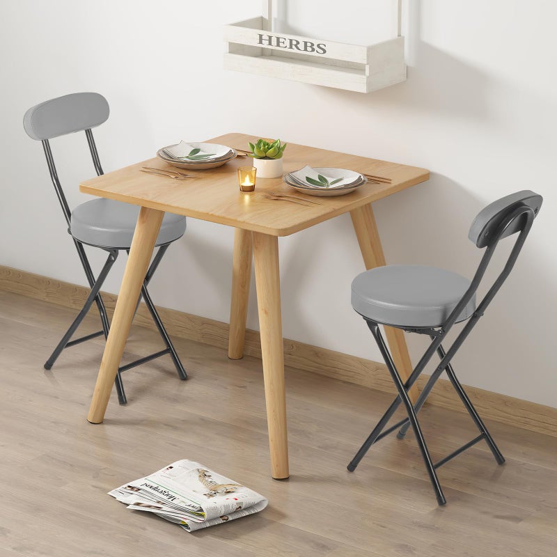 fusehome Cushioned Padded Folding Stools, Folding Bar Stool with Backrest, 220lb Capacity, 19 Inch Collapsible Round Portable Foldable Chair for Outdoor Indoor Kitchen Camping Fishing (Grey, 2 Pack) - Image 2