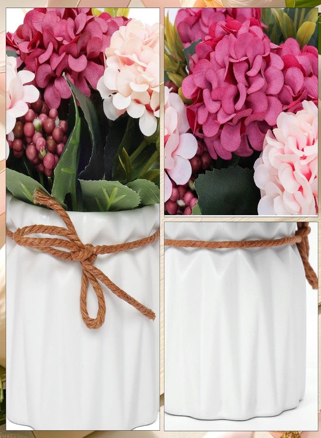 Avxdbr Artificial Hydrangea with Vase Mini Fake Flower Balls Flowers Decoration Fake Plant in Vase for Table Home Office Desktop Decorations - Image 3