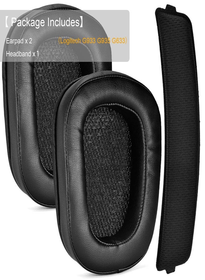 defean وسادات أذن G933 G935 - وسادات أذن بديلة من ديفين متوافقة مع سماعات الرأس لوجيتك G933 G935 G633 / g 933 g 935 g 633 أرتيميس (وسادات أذن جلدية + رأس)  - Image 5