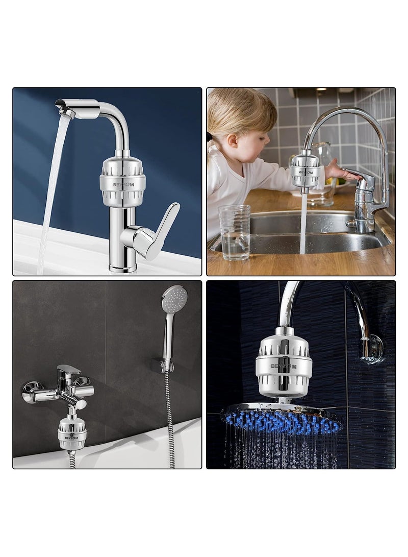 Shower Filtered Shower Head Set, Removes Chlorine and Harmful Substances, High Pressure Rainfall Shower Head, Shower Filter & Shower Head, Silver - Image 2