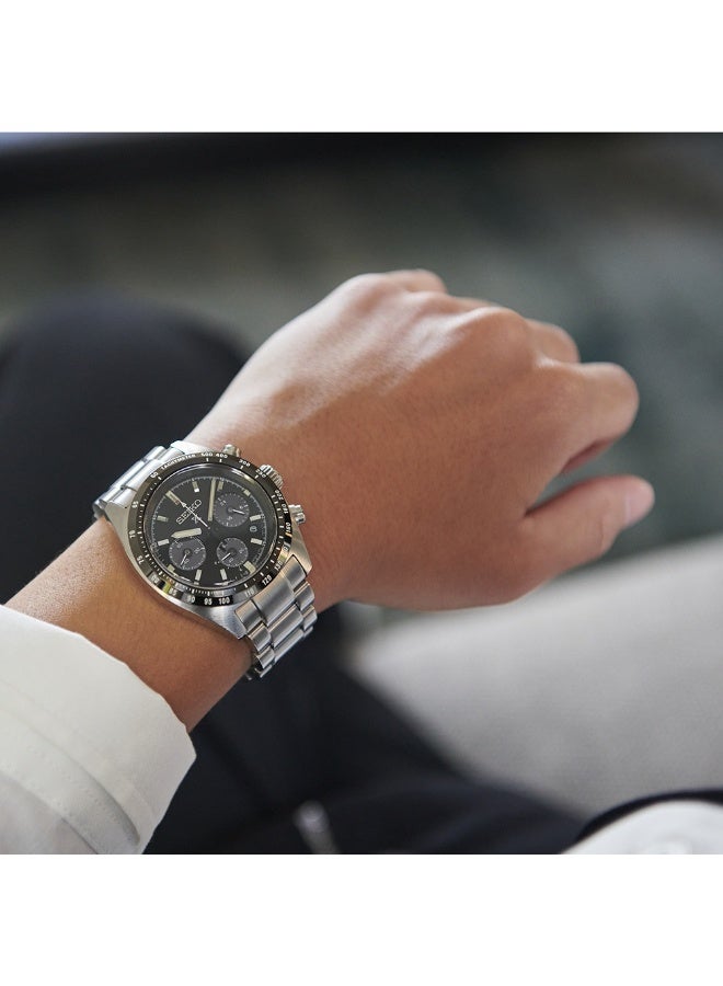 Seiko Prospex Speedtimer Solar Chronograph Watch SSC819P1, 39mm Black Dial, Stainless Steel Bracelet, 100M WR - Image 5