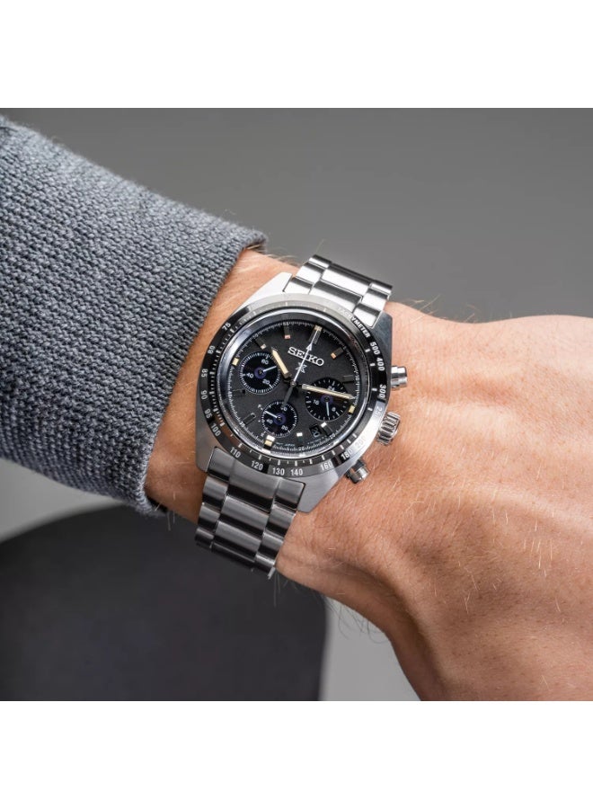 Seiko Prospex Speedtimer Solar Chronograph Watch SSC819P1, 39mm Black Dial, Stainless Steel Bracelet, 100M WR - Image 2