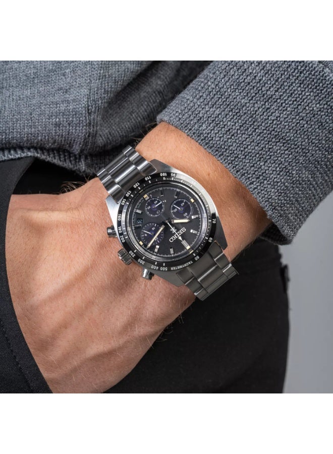 Seiko Prospex Speedtimer Solar Chronograph Watch SSC819P1, 39mm Black Dial, Stainless Steel Bracelet, 100M WR - Image 1