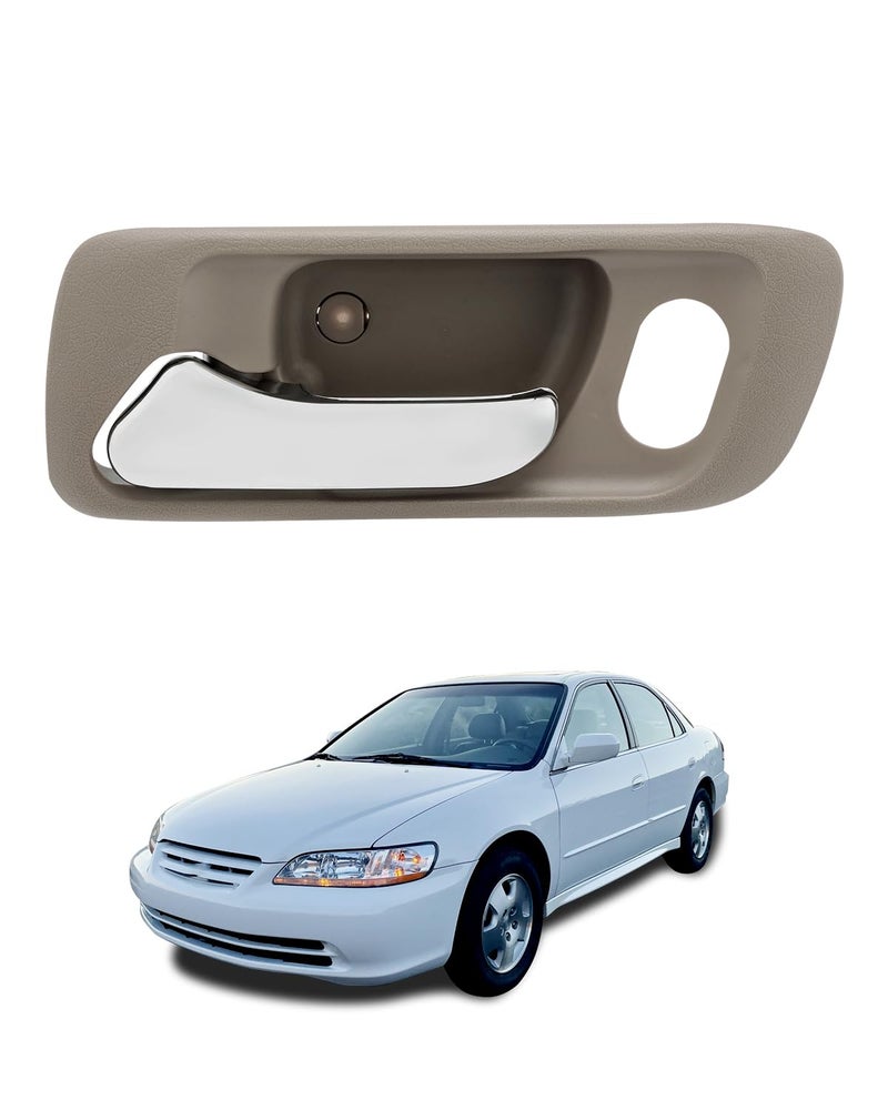 Gledewen Driver Door Handle, Compatible with 1998-2002 Honda Accord, 1999-2004 Honda Odyssey, Front Left Interior Door Handle Beige Bezel with Chrome Lever, OE# 72165S84A01ZC HO1352118, Inside With Lock Hole - Image 1