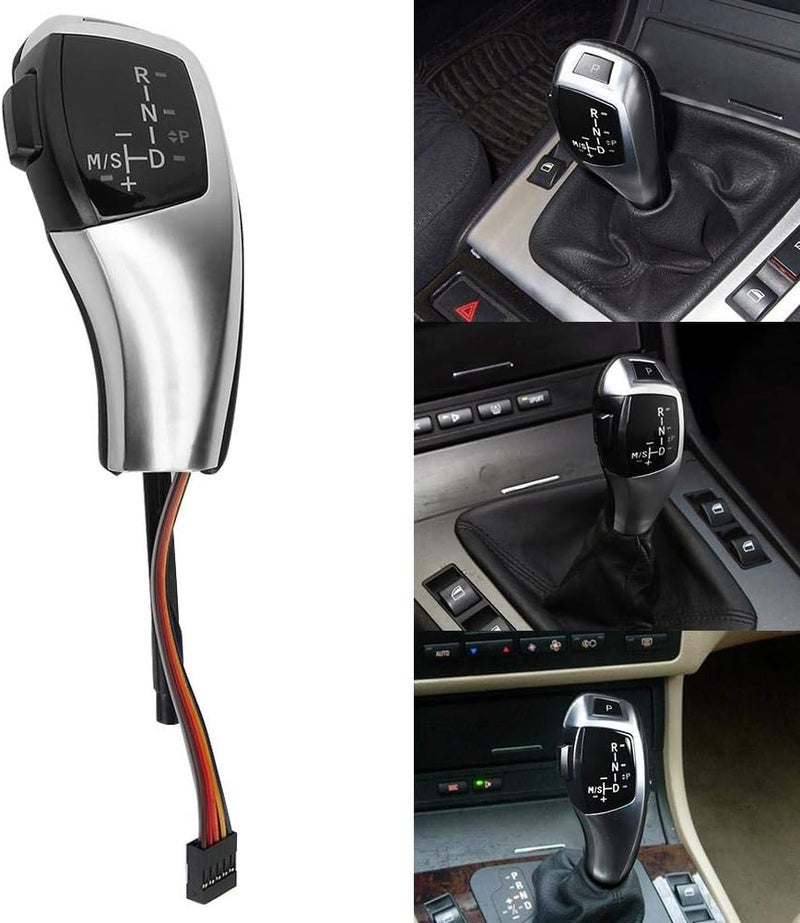 woobles Gear Shift Knob Head Shift Lever, LHD Automatic LED Gear Shift Knob Retrofit Kit for E90 E92 E84 E89 for F30 Style (Silver Plating) Silver plating - Image 1