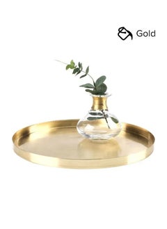 Stainless Steel Decorative Serving Tray, Organizer Counter Table Bed Tray Decor, Storage Tray, Breakfast Tray Plate for Food Dessert Kitchen Restaurants Coffee Table Ramadan, Gold