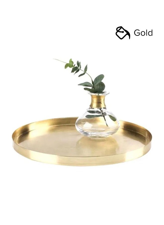 Generic - Stainless Steel Decorative Serving Tray, Organizer Counter Table Bed Tray Decor, Storage Tray, Breakfast Tray Plate for Food Dessert Kitchen Restaurants Coffee Table Ramadan, Gold - Image 1
