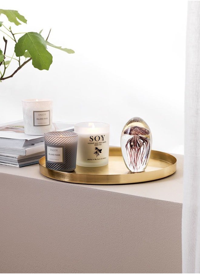 Generic - Stainless Steel Decorative Serving Tray, Organizer Counter Table Bed Tray Decor, Storage Tray, Breakfast Tray Plate for Food Dessert Kitchen Restaurants Coffee Table Ramadan, Gold - Image 1