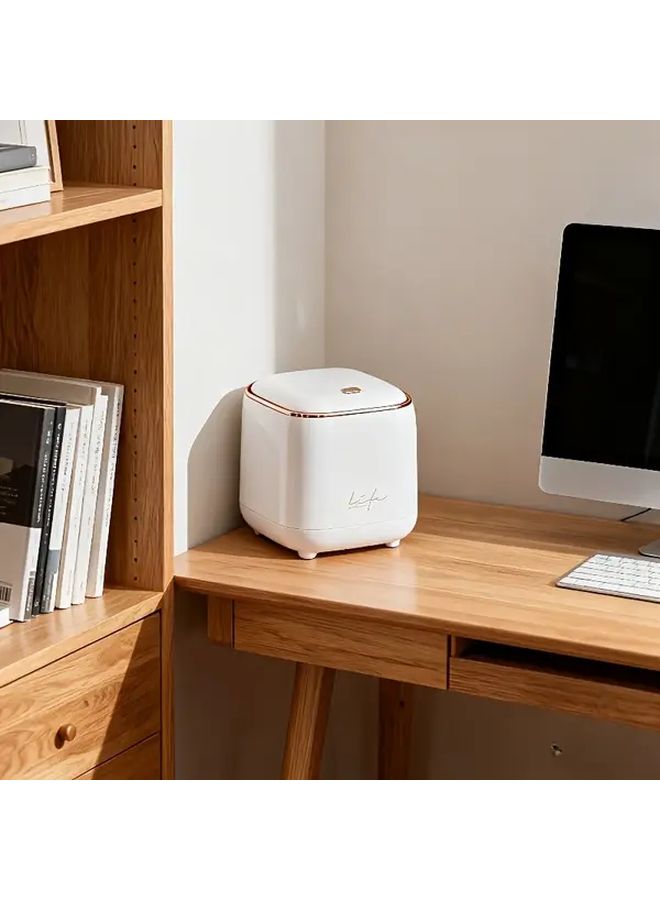 Black Desktop Trash Can With Lid Office Luxury Small Storage Bin Decorative Bedroom - Image 2