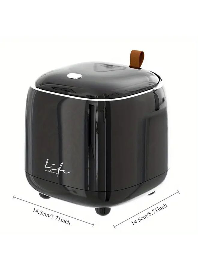 Black Desktop Trash Can With Lid Office Luxury Small Storage Bin Decorative Bedroom - Image 5