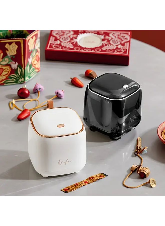 Black Desktop Trash Can With Lid Office Luxury Small Storage Bin Decorative Bedroom - Image 1
