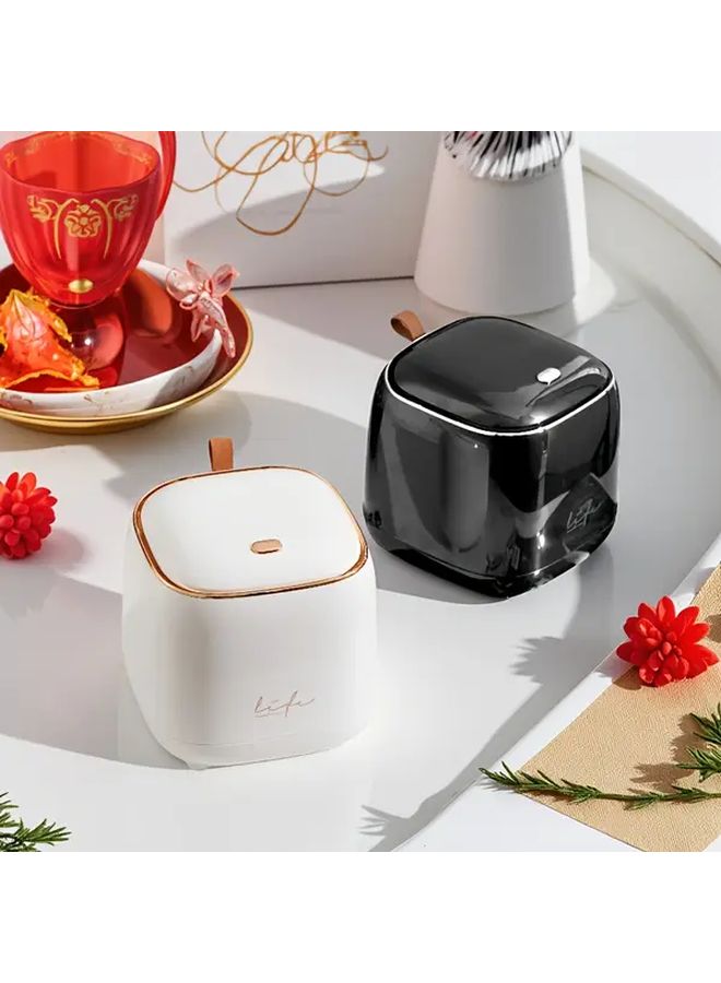 Black Desktop Trash Can With Lid Office Luxury Small Storage Bin Decorative Bedroom - Image 4