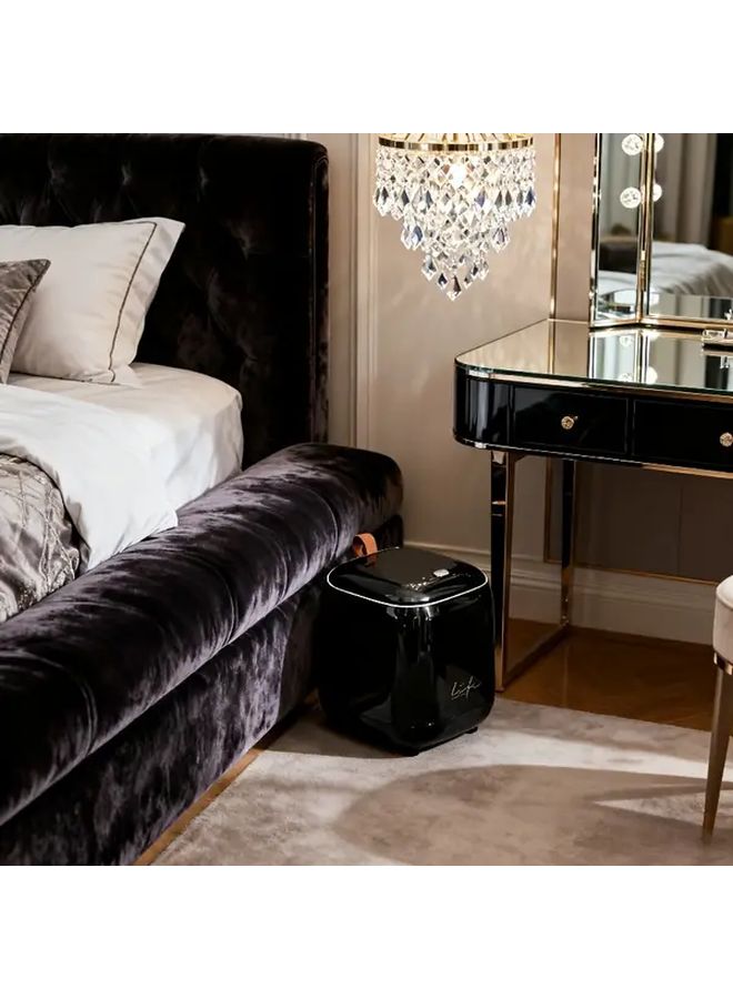 Black Desktop Trash Can With Lid Office Luxury Small Storage Bin Decorative Bedroom - Image 3