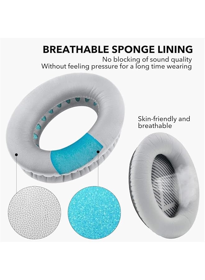 erorex Cushions Replacement Ear Pads Kit Professional Replacement Earpads Cushions For Qc35 Qc35Ii Headphones Ear Pads With Softer Leather Noise Isolation Foam Added Thickness Silver  - Image 3
