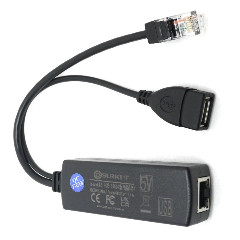 DSLRKIT Active PoE Splitter 48V to 5V 2.4A USB Type A Female 802.3af Power Over Ethernet - Image 2