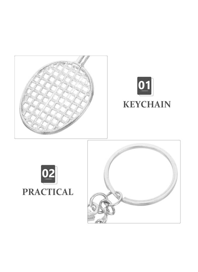Oasisgalore 2pcs Metal Keychain Badminton Key Chains，Charm Pendant Gift Key Chain Ring  - Image 4