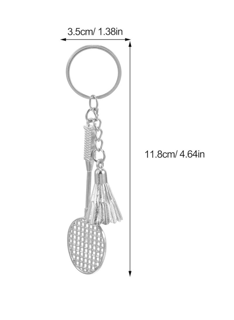 Oasisgalore 2pcs Metal Keychain Badminton Key Chains，Charm Pendant Gift Key Chain Ring  - Image 3