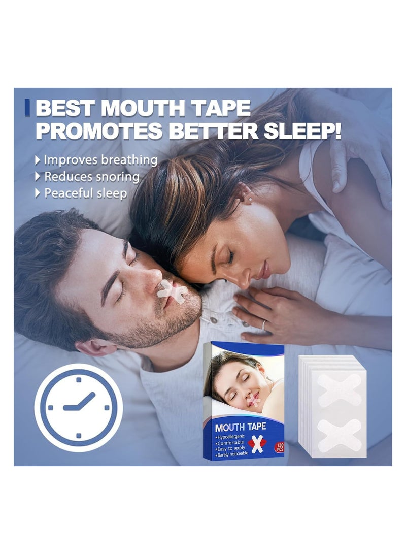SYOSI 120 PCS Mouth Tape, Gentle Transparent White Premium Mouth Tape for Sleeping, Hypoallergenic Tape, Anti-Snoring Strips for Sensitive Skin, Painless Removal, Improved Nose Breathing & Snore Reduction - Image 3