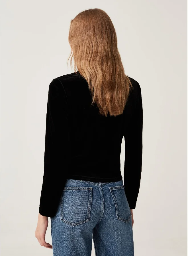Ovs Ovs Womens Velvet Shirt With Jewel Buttons