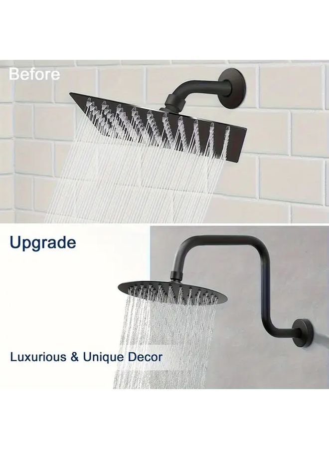 Matte Black 13 Inch S Shaped Stainless Steel Shower Extension Arm With Flange And Teflon Tape High Rise G1 2 Connection - Image 5
