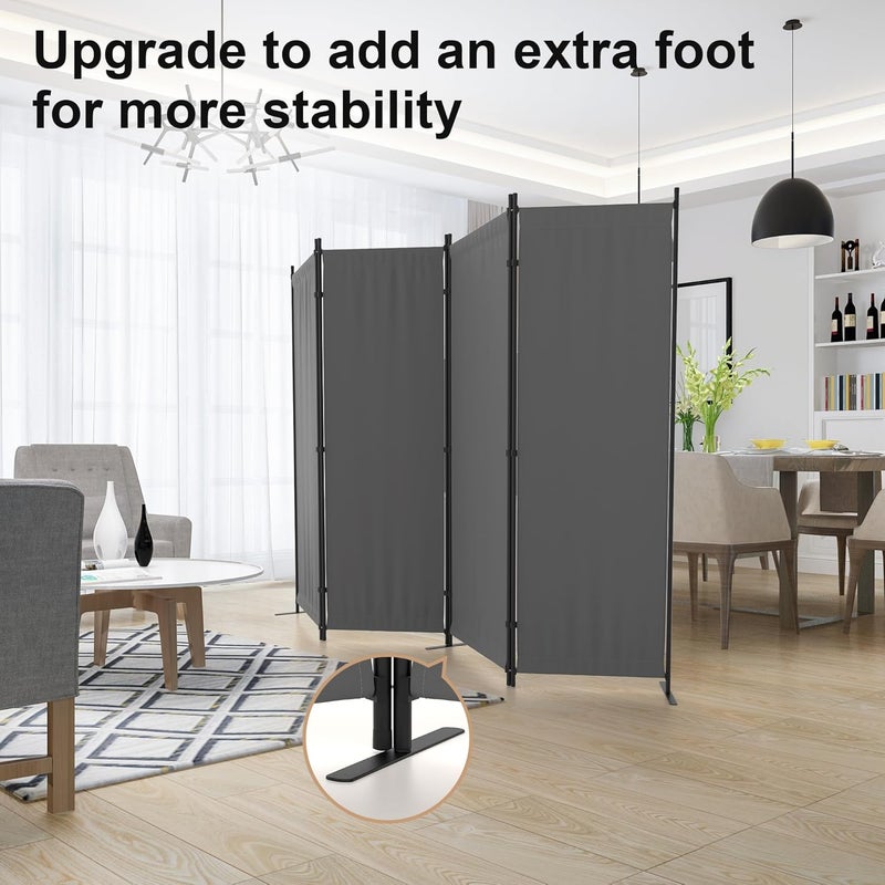 حاجز غرف، شاشة قابلة للطي للخصوصية مكونة من 4 ألواح، بطول 88 بوصة ومزودة بـ 3 أقدام معدنية؛ شاشة حائطية خفيفة الوزن وقابلة للوقوف بشكل مستقل للاستخدام في المكاتب. - Image 4