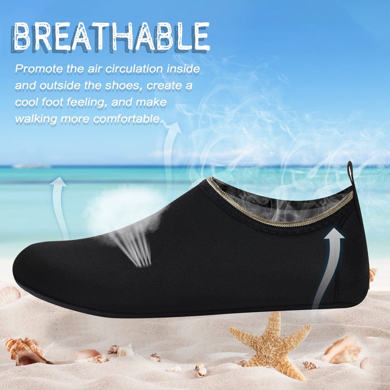 ANLUKE Water Shoes Barefoot Aqua Yoga Socks Quick-Dry Beach Swim Surf Shoes for Women Men Black 38/39 - Image 3