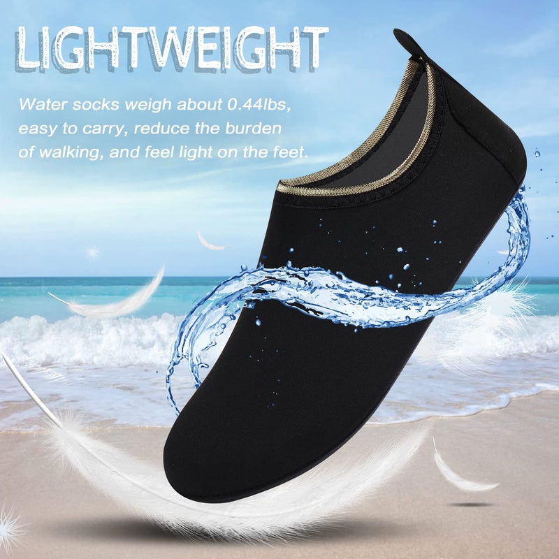 ANLUKE Water Shoes Barefoot Aqua Yoga Socks Quick-Dry Beach Swim Surf Shoes for Women Men Black 38/39 - Image 4