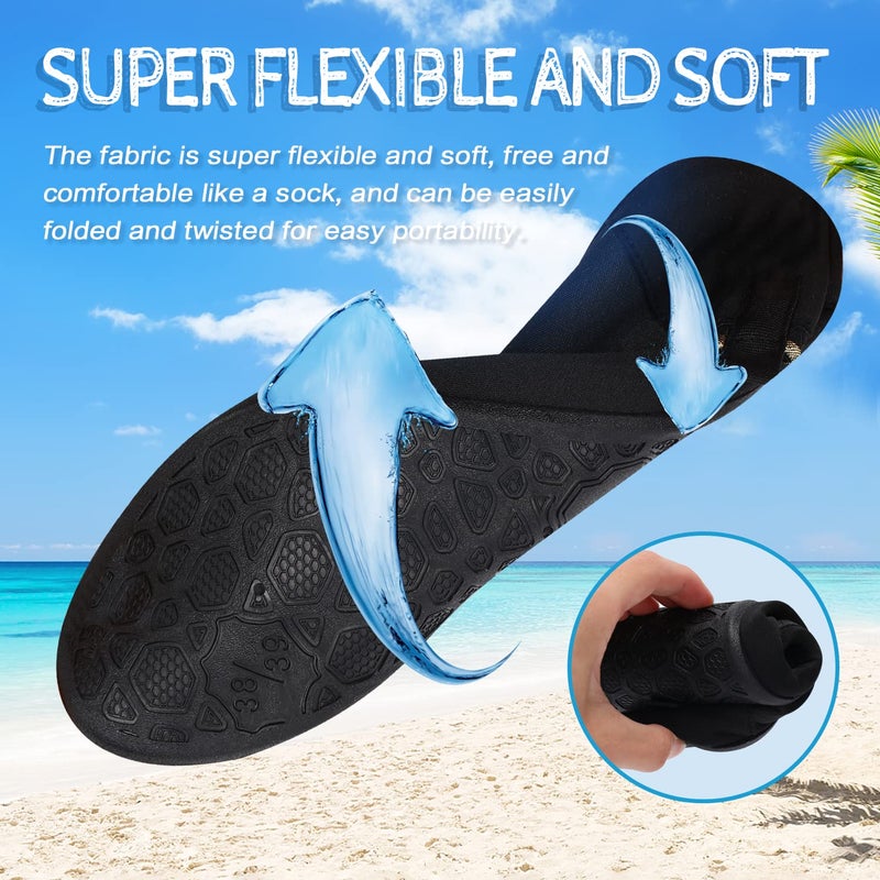 ANLUKE Water Shoes Barefoot Aqua Yoga Socks Quick-Dry Beach Swim Surf Shoes for Women Men Black 38/39 - Image 5