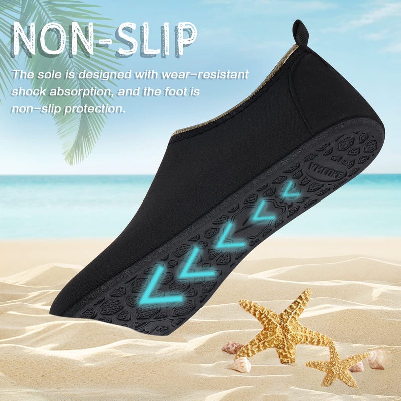 ANLUKE Water Shoes Barefoot Aqua Yoga Socks Quick-Dry Beach Swim Surf Shoes for Women Men Black 38/39 - Image 2