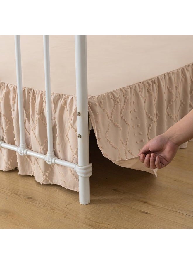 TSUTOMI Bed Skirt Full Size，Ruffled Cream Bed Skirt with Split Corners，Full Bed Skirt 14 Inch Drop, Boho Tufted Shabby Chic Full Size Bed Skirt, Bed Skirt Full Size - Image 2
