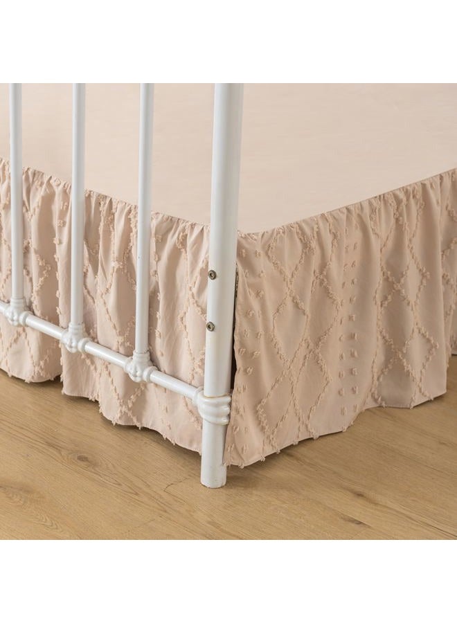 TSUTOMI Bed Skirt Full Size，Ruffled Cream Bed Skirt with Split Corners，Full Bed Skirt 14 Inch Drop, Boho Tufted Shabby Chic Full Size Bed Skirt, Bed Skirt Full Size - Image 1