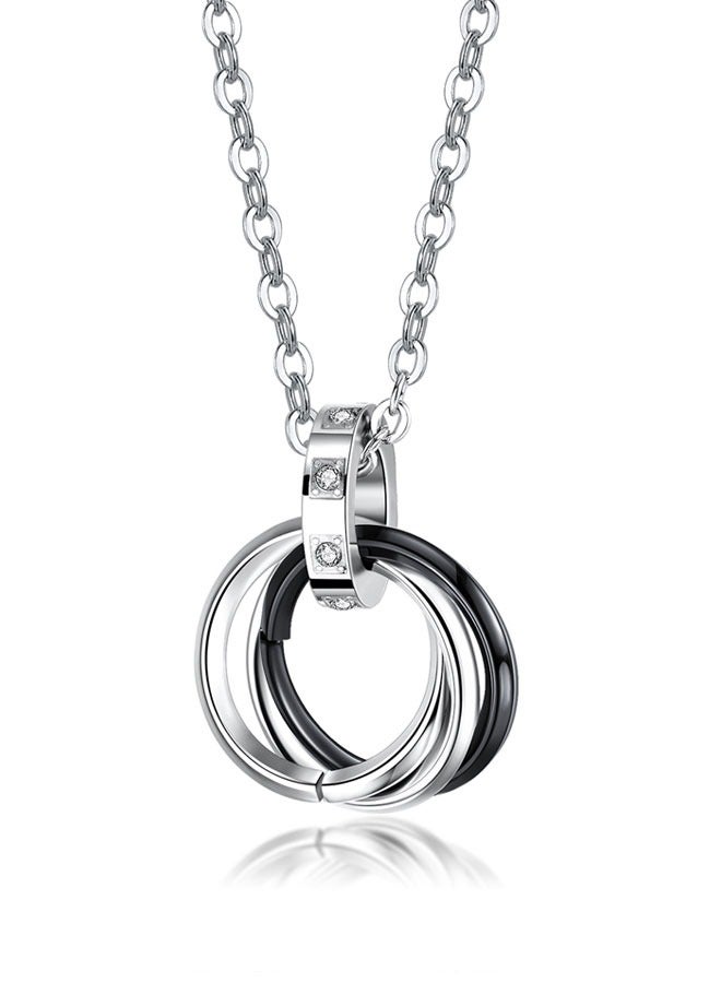 Stainless Steel Ring Pendant Necklace for Mens Boys Cool Ring Necklace Jewelry Gifts 50cm Chain - Image 1