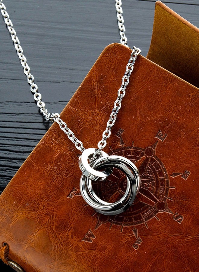 Stainless Steel Ring Pendant Necklace for Mens Boys Cool Ring Necklace Jewelry Gifts 50cm Chain - Image 3
