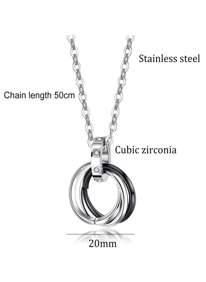 Stainless Steel Ring Pendant Necklace for Mens Boys Cool Ring Necklace Jewelry Gifts 50cm Chain - Image 2