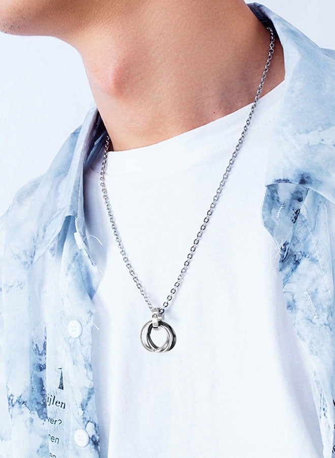 Stainless Steel Ring Pendant Necklace for Mens Boys Cool Ring Necklace Jewelry Gifts 50cm Chain - Image 4