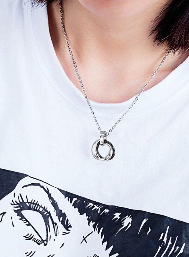 Stainless Steel Ring Pendant Necklace for Mens Boys Cool Ring Necklace Jewelry Gifts 50cm Chain - Image 5