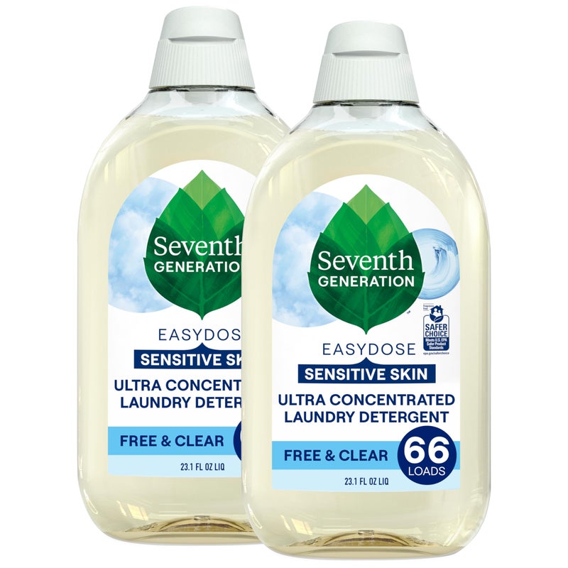 Seventh Generation Laundry Detergent Ultra Concentrated EasyDose Free Clear 231 Fl Oz Pack of 2 Packaging May Vary